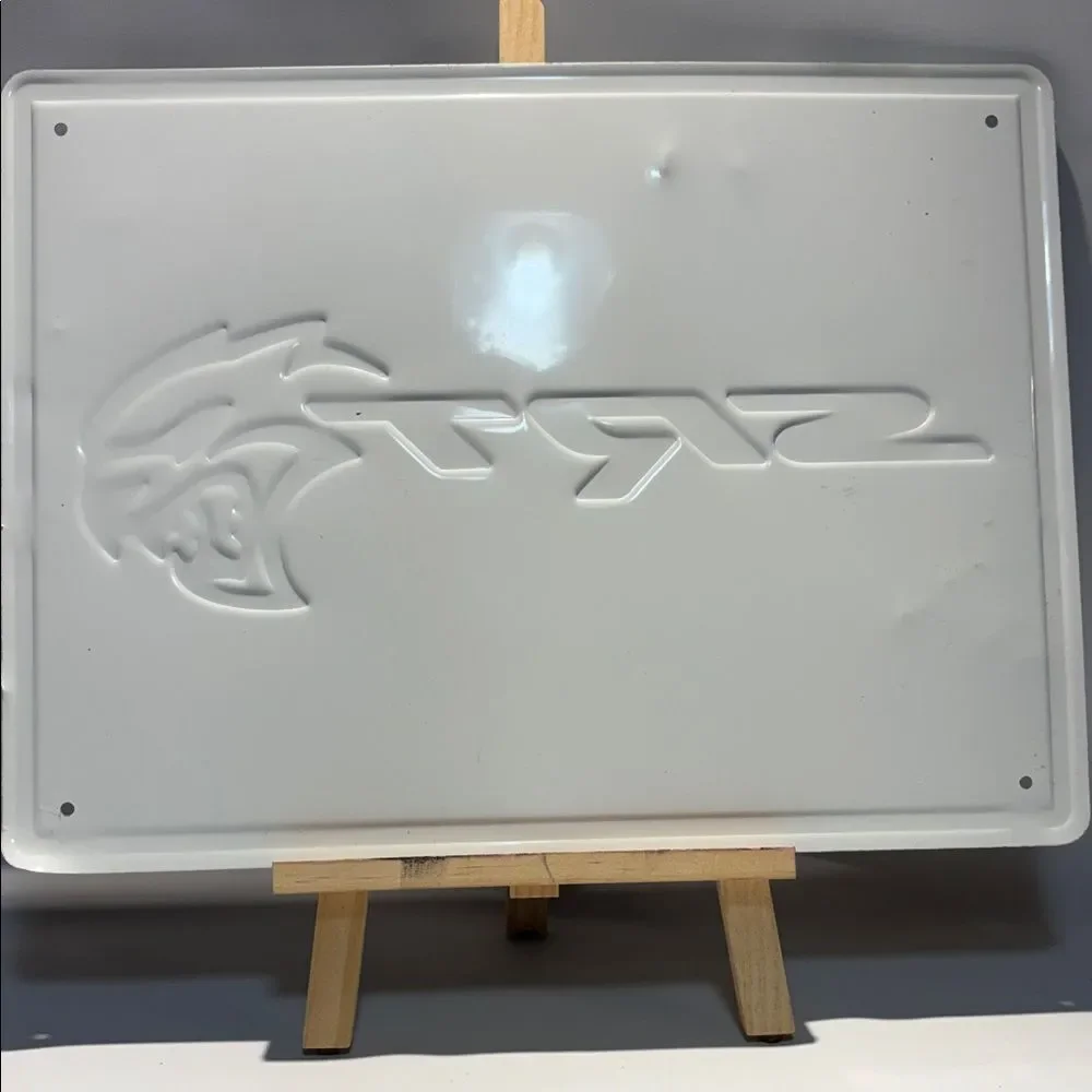 SRT Black and Silver Metal Sign